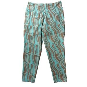 Ideology Women Workout 7/8 Compression Leggings Pockets Blue Tan Size XL